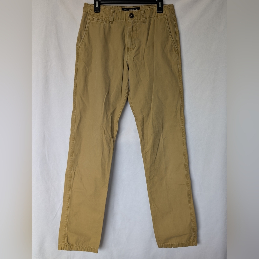 American Eagle Outfitters Men's Tan Slim Straight Chino Pants, 30x36 100% Cotton